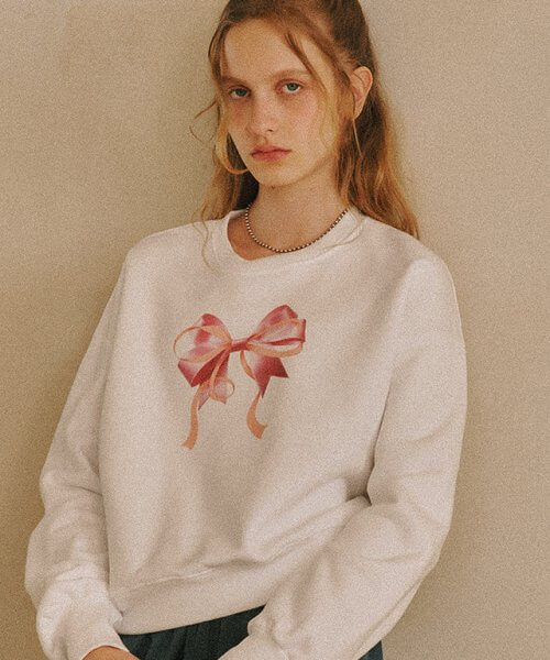 RonRon] Double Ribbon Crop Sweatshirt (2 Color) *LIMITED TIME